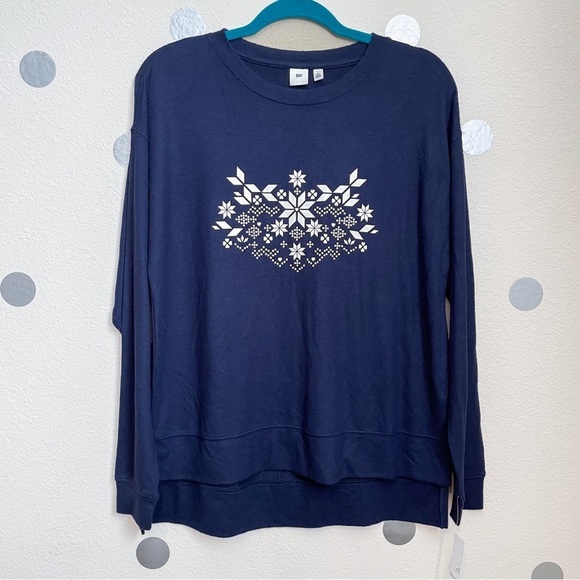 bp. Loungewear Pajama Long Sleeve Top with Scandinavian Snowflake Graphic - Picture 1 of 5